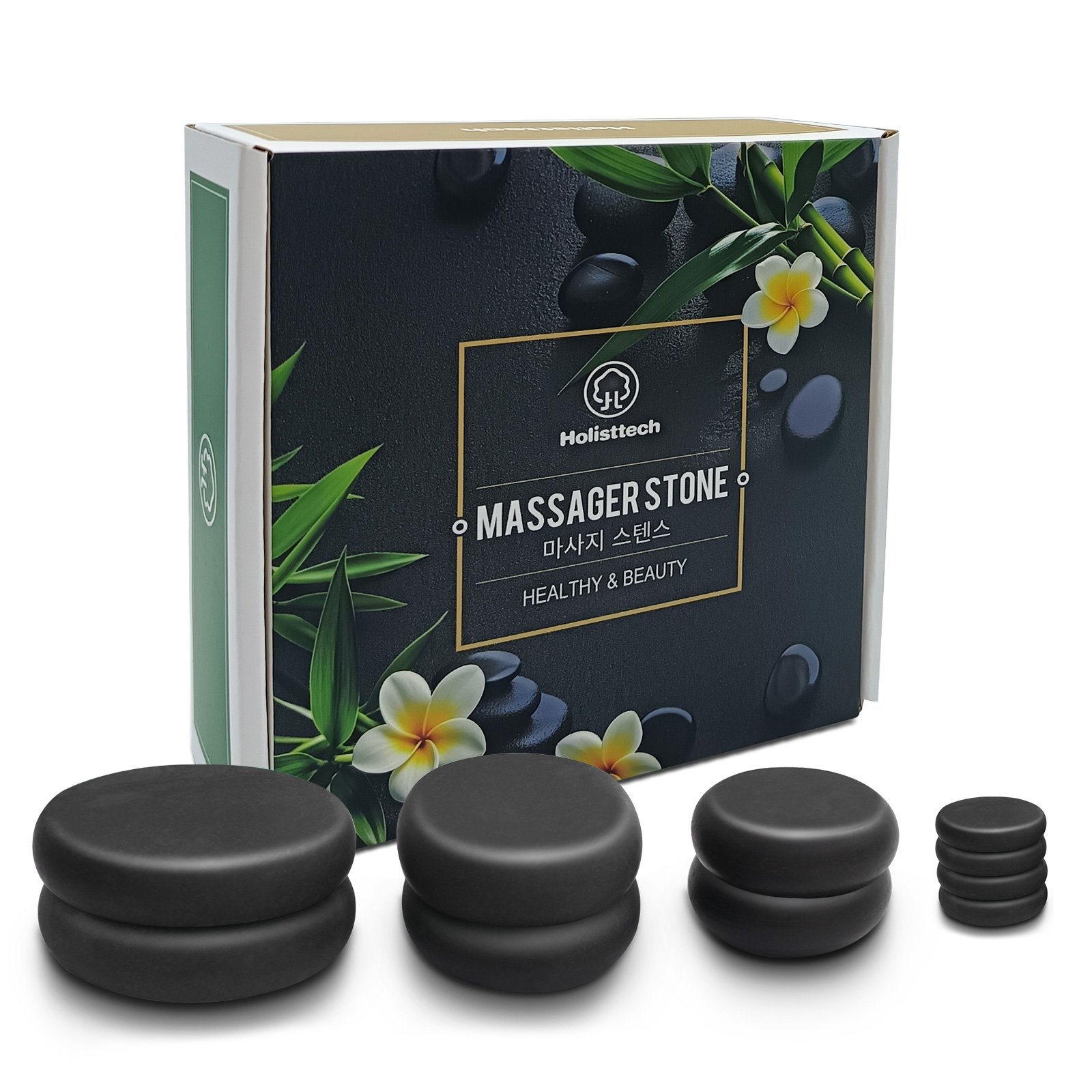 Spa Wellness Locations - Massage-Hot-Stone-Set, 10-teiliges schwarzes Hot-Stone-Massageset, Hot-Massagestein für