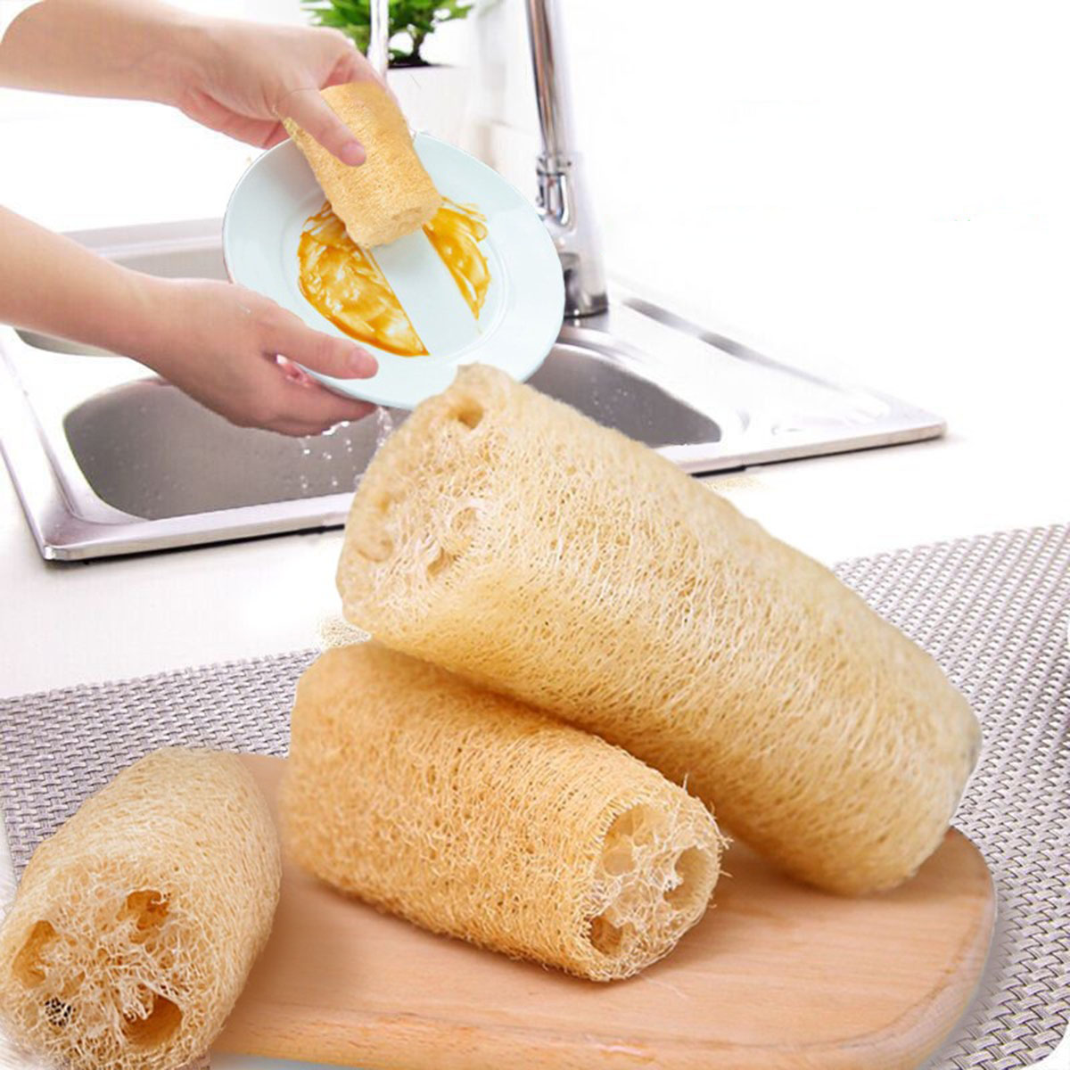Body Loofah Natural - 1 Stück natürlicher Luffa-Schwamm, Mehrzweck-Reinigungswerkzeug für