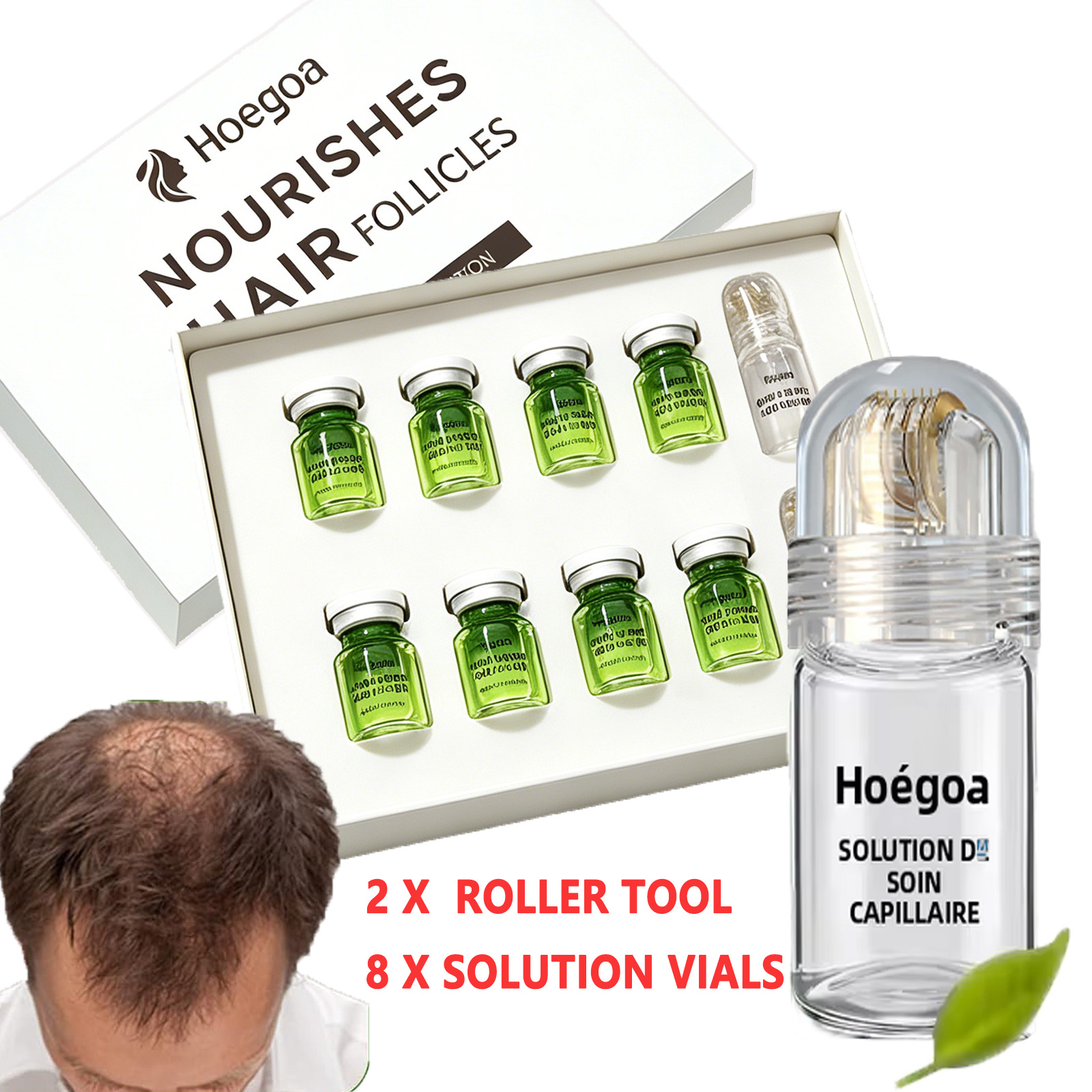 Derma Roller 0.25 - 0,25mm Haarpflege-Mikronadel-Roller-Set + 8 Ampullen (5ml)