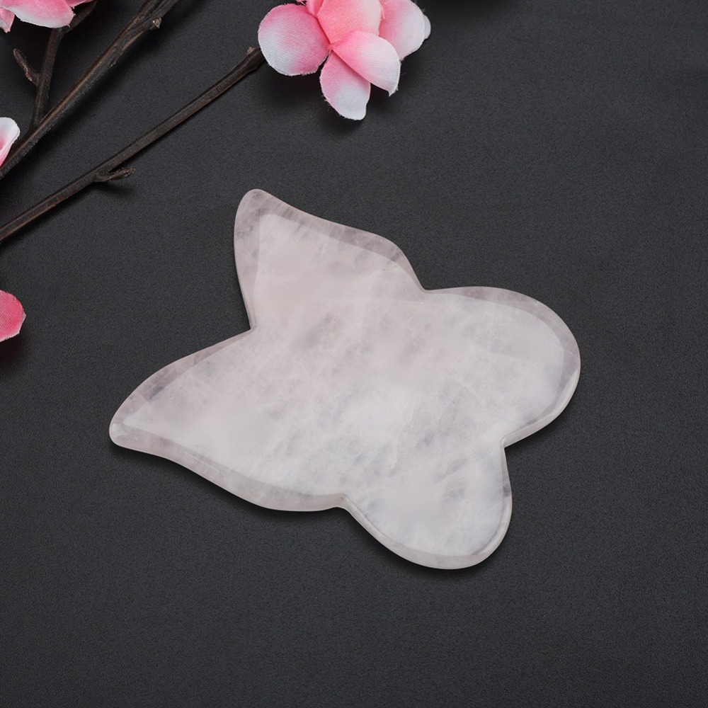 Gua Sha Tool Rose Quartz - Gesichtspflege-Sets Rosa Rosenquarz Massage-Stein Schmetterling Tiefengewebe-Gesichtslifting-Tool